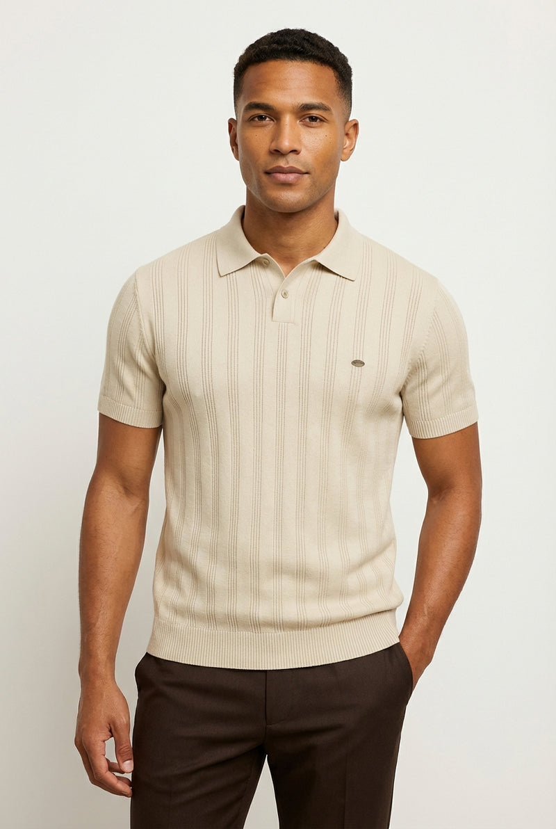Short Sleeve Polo Shirt-shirts > polo shirts-Laventaire-Beige-S-Laventaire