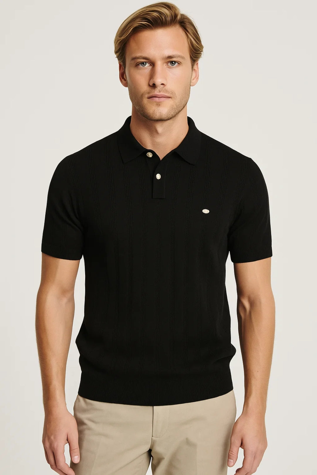 Short Sleeve Polo Shirt-shirts > polo shirts-Laventaire-Black-S-Laventaire