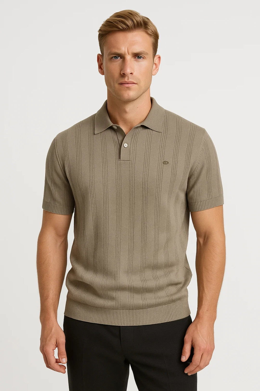 Short Sleeve Polo Shirt-shirts > polo shirts-Laventaire-Taupe-S-Laventaire