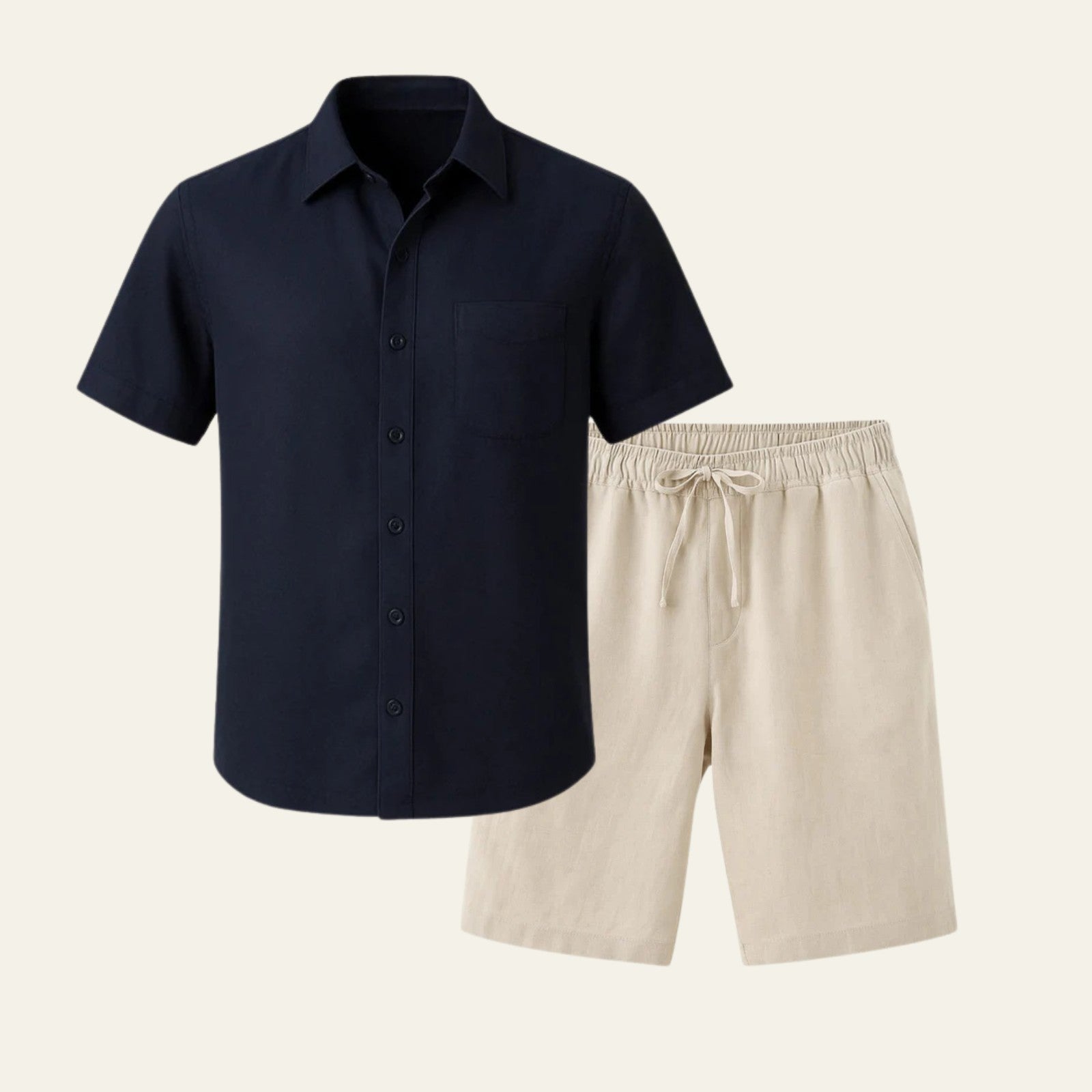 Short Sleeve Two-Piece Set-sets > two piece set-Laventaire-Black-S-Laventaire
