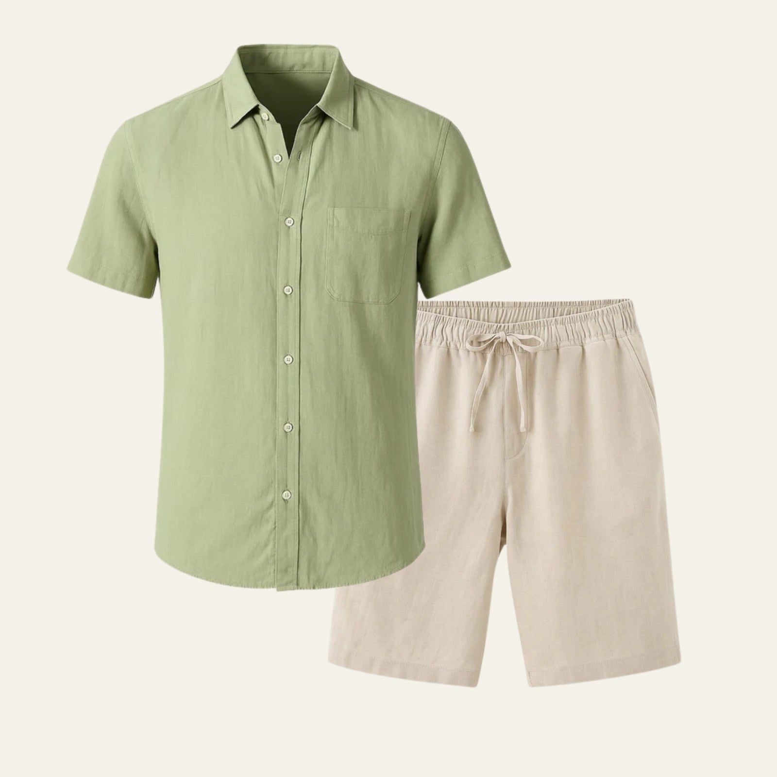 Short Sleeve Two-Piece Set-sets > two piece set-Laventaire-Light Green-S-Laventaire