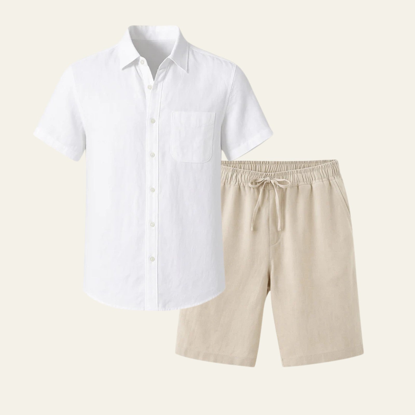 Short Sleeve Two-Piece Set-sets > two piece set-Laventaire-White-S-Laventaire