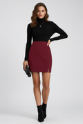 Short Straight Skirt-Skirts-Laventaire-Burgundy-S-Laventaire