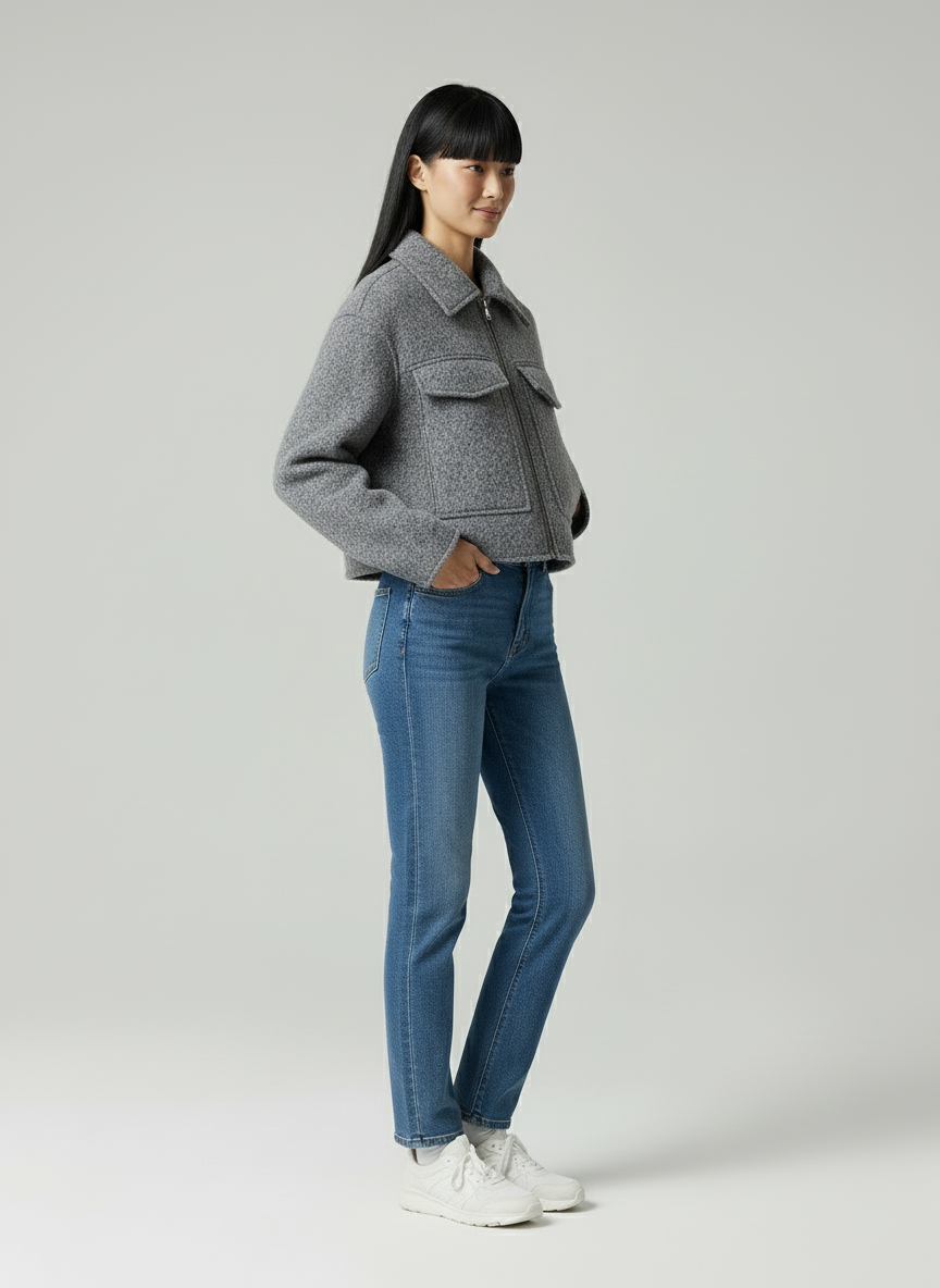 Short Zip Up Jacket-jackets > zip up jackets-Laventaire-Laventaire