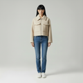 Short Zip Up Jacket-jackets > zip up jackets-Laventaire-Beige-S-Laventaire