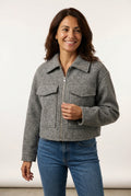 Short Zip Up Jacket-jackets > zip up jackets-Laventaire-Gray-S-Laventaire