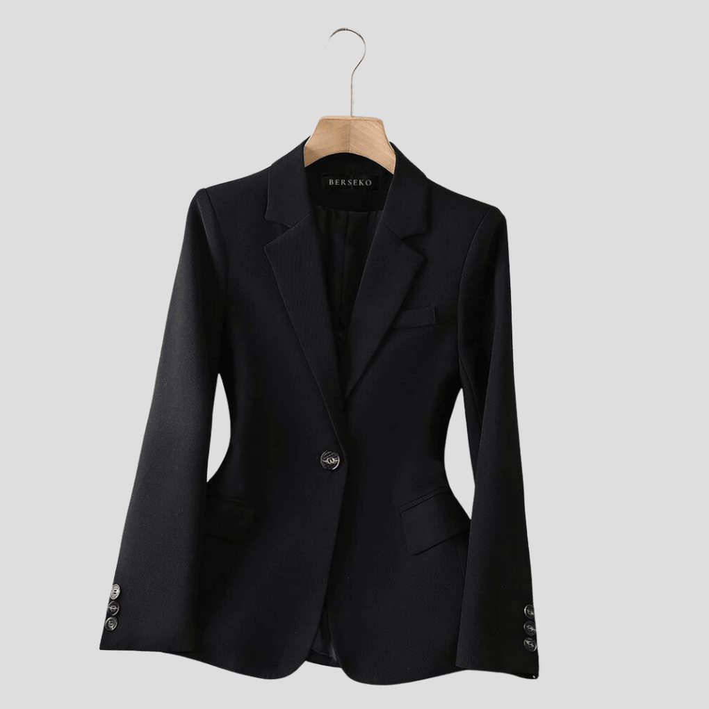 Single-Breasted Blazer Jacket-jackets > blazers-Laventaire-Black-S-Laventaire