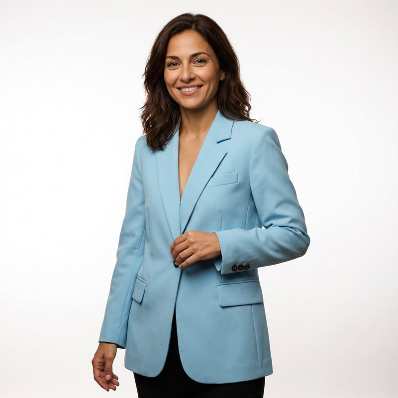 Single-Breasted Blazer Jacket-jackets > blazers-Laventaire-Light Blue-S-Laventaire