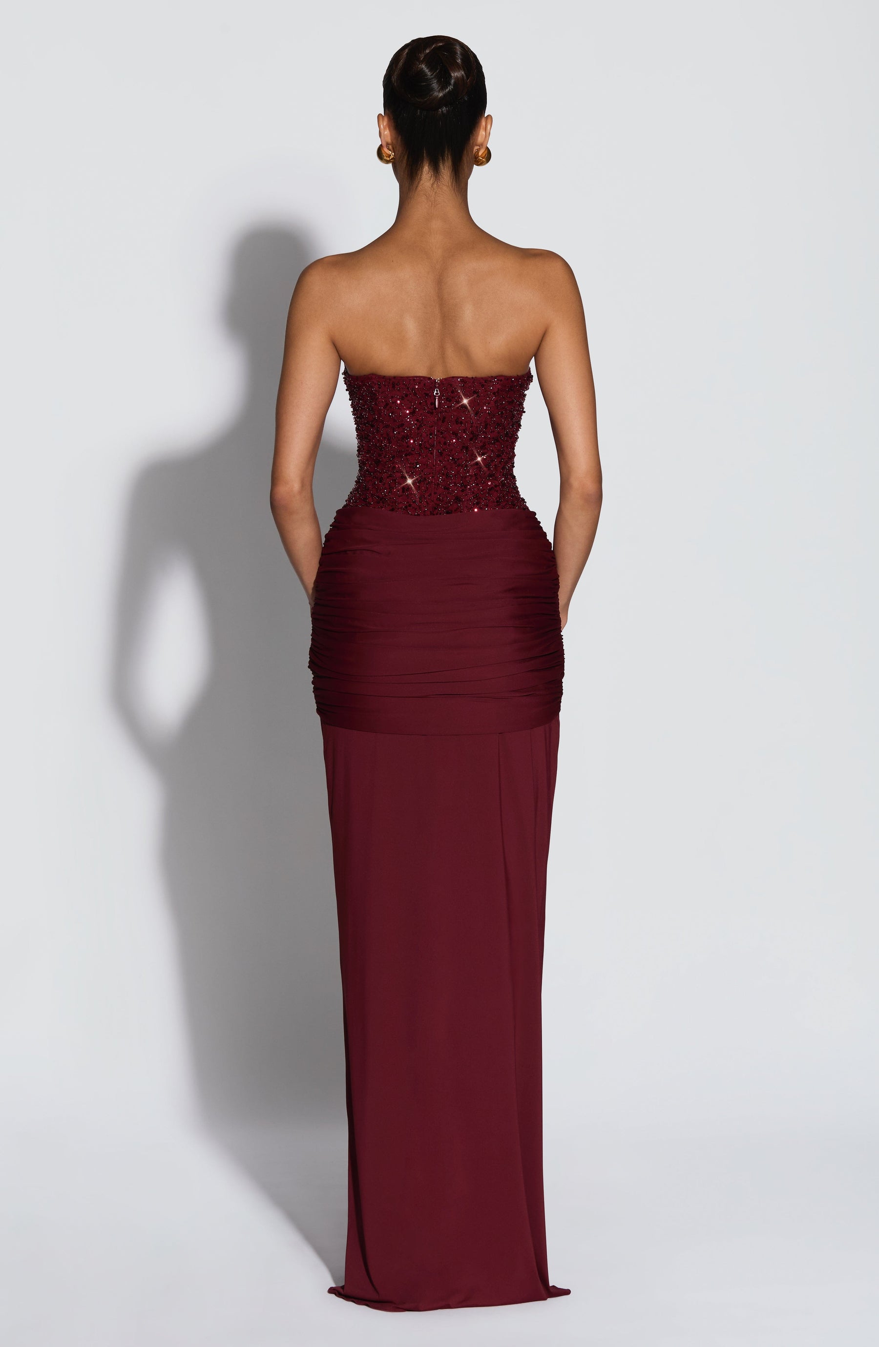 Sleeveless Burgundy Maxi Dress-dresses > maxi dress-Laventaire-Laventaire