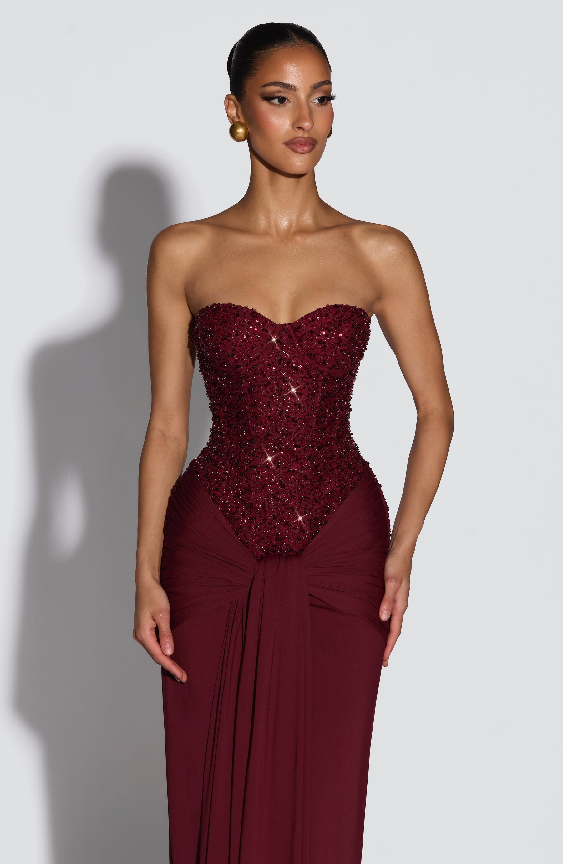 Sleeveless Burgundy Maxi Dress-dresses > maxi dress-Laventaire-Laventaire