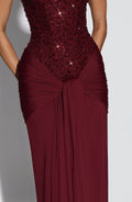 Sleeveless Burgundy Maxi Dress-dresses > maxi dress-Laventaire-Laventaire