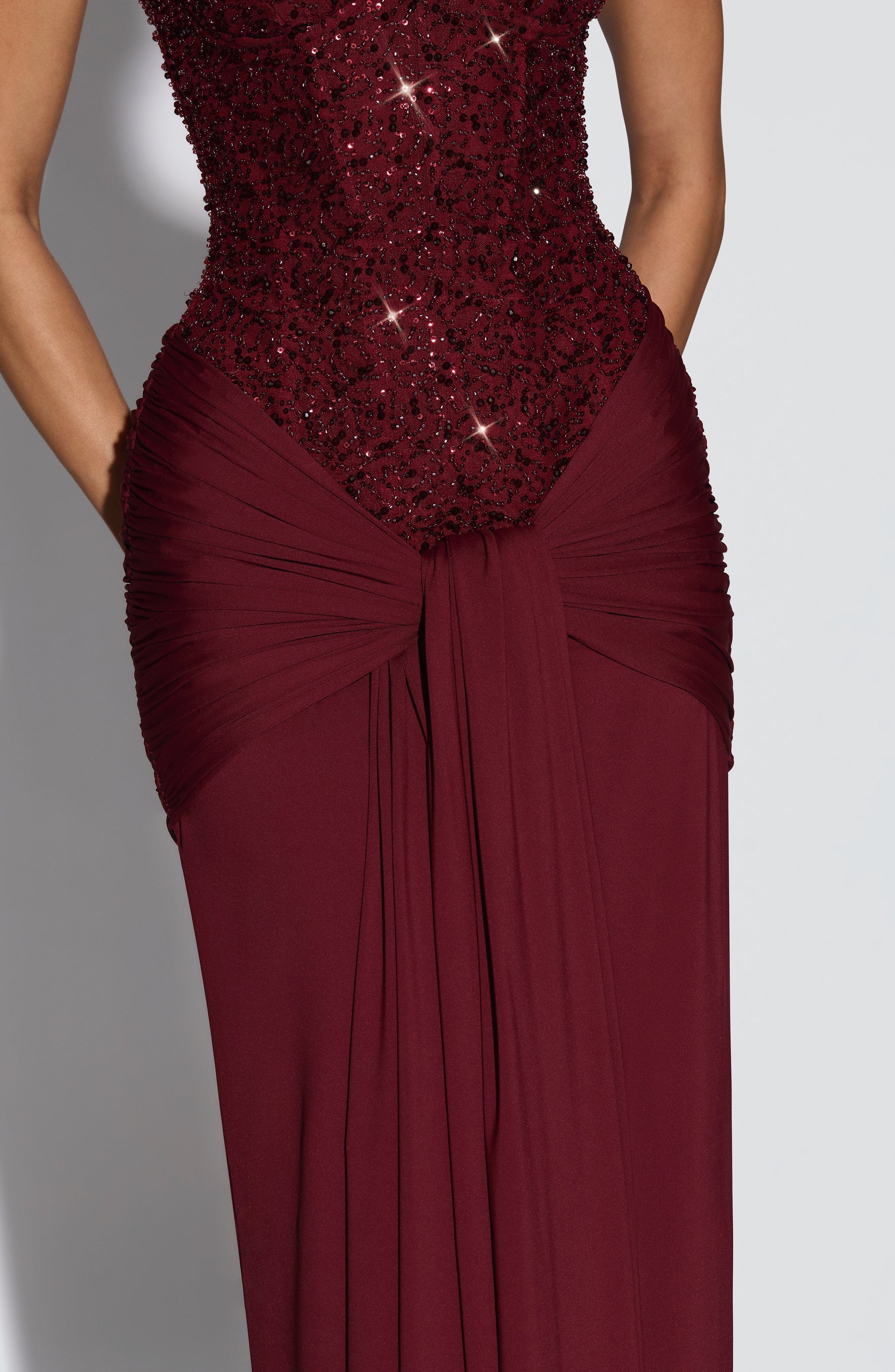 Sleeveless Burgundy Maxi Dress-dresses > maxi dress-Laventaire-Laventaire