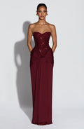 Sleeveless Burgundy Maxi Dress-dresses > maxi dress-Laventaire-Laventaire