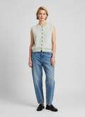 Sleeveless Button Vest-vests > sleeveless vests-Laventaire-Laventaire
