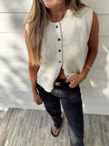 Sleeveless Button Vest-vests > sleeveless vests-Laventaire-Laventaire