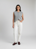 Sleeveless Button Vest-vests > sleeveless vests-Laventaire-Light Gray-XS-Laventaire