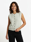 Sleeveless Button Vest-vests > sleeveless vests-Laventaire-White-XS-Laventaire