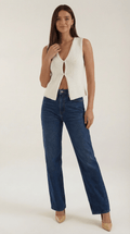 Sleeveless Cut-Out Top-tops > sleeveless top-Laventaire-Laventaire