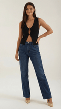 Sleeveless Cut-Out Top-tops > sleeveless top-Laventaire-Black-S-Laventaire