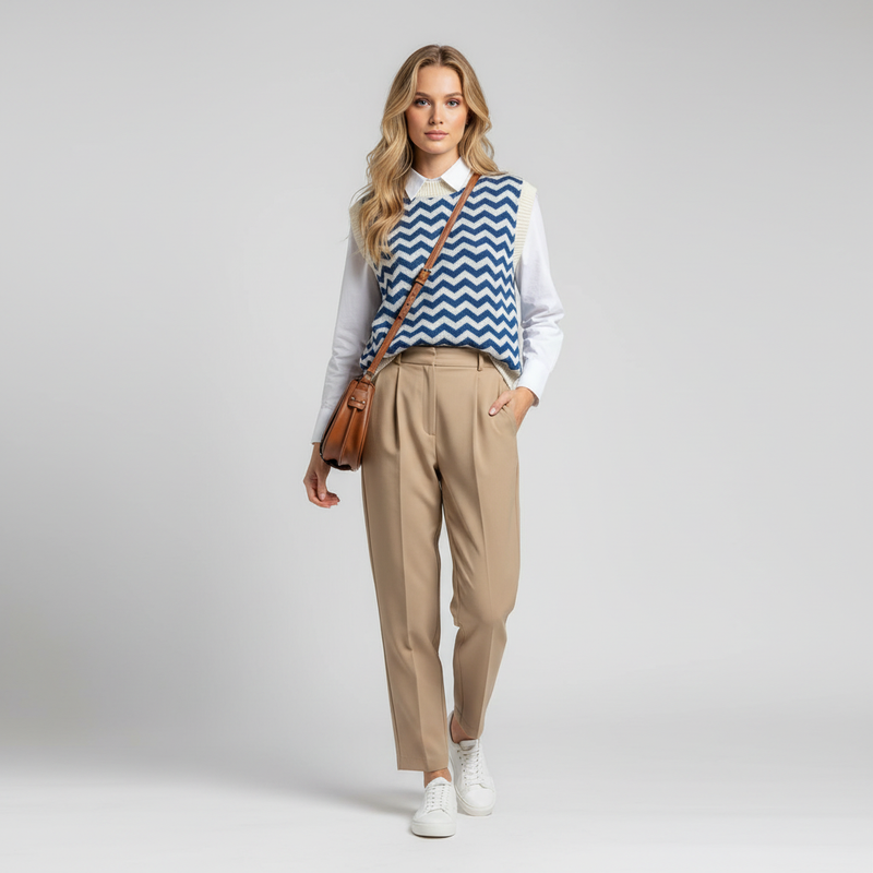 Sleeveless Graphic Knit Gilet-gilets > sleeveless gilets-Laventaire-Laventaire