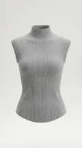 Sleeveless Mock Neck Top-tops > sleeveless tops > mock neck tops-Laventaire-Laventaire
