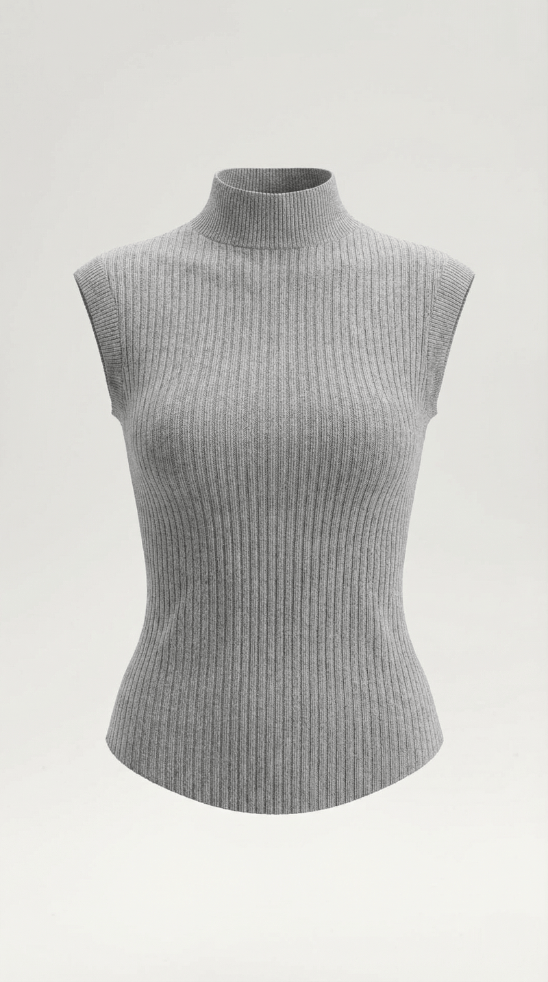 Sleeveless Mock Neck Top-tops > sleeveless tops > mock neck tops-Laventaire-Laventaire