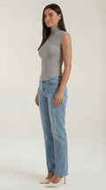 Sleeveless Mock Neck Top-tops > sleeveless tops > mock neck tops-Laventaire-Laventaire