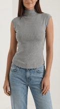 Sleeveless Mock Neck Top-tops > sleeveless tops > mock neck tops-Laventaire-Laventaire