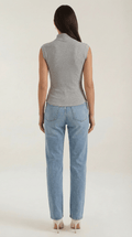 Sleeveless Mock Neck Top-tops > sleeveless tops > mock neck tops-Laventaire-Laventaire