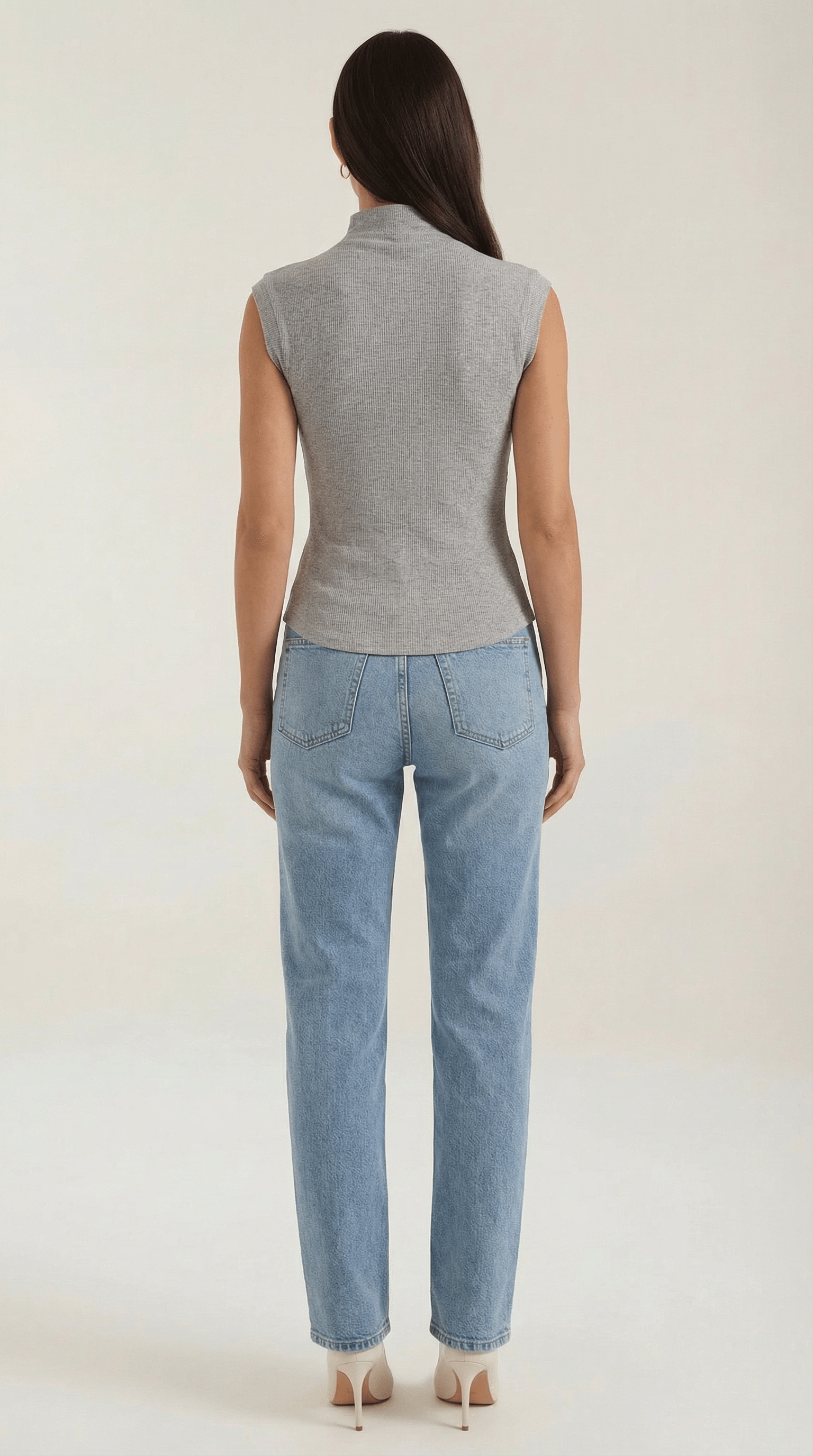 Sleeveless Mock Neck Top-tops > sleeveless tops > mock neck tops-Laventaire-Laventaire