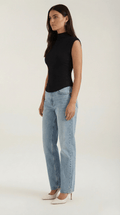 Sleeveless Mock Neck Top-tops > sleeveless tops > mock neck tops-Laventaire-Laventaire