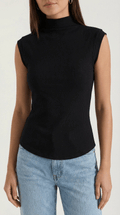 Sleeveless Mock Neck Top-tops > sleeveless tops > mock neck tops-Laventaire-Laventaire