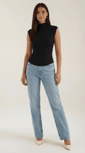 Sleeveless Mock Neck Top-tops > sleeveless tops > mock neck tops-Laventaire-Black-S-Laventaire