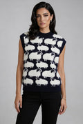 Sleeveless Relaxed Fit Cardigan-cardigans > sleeveless cardigan-Laventaire-Laventaire