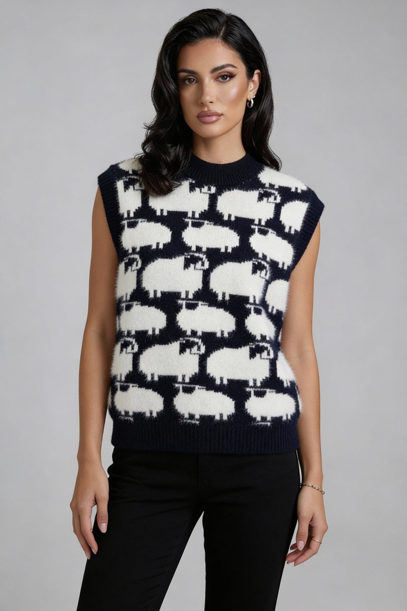 Sleeveless Relaxed Fit Cardigan-cardigans > sleeveless cardigan-Laventaire-Laventaire
