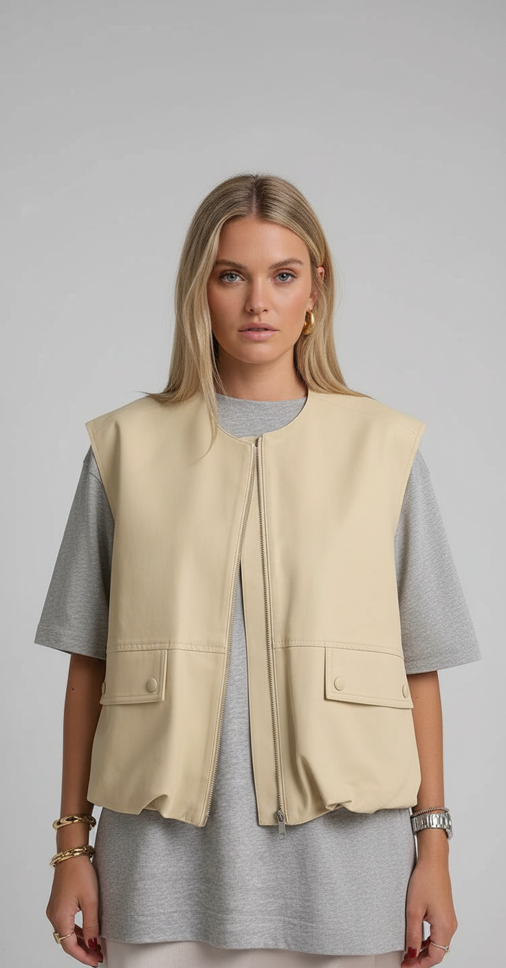 Sleeveless Relaxed Fit Gilet-outerwear > gilet-Laventaire-Laventaire