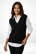 Sleeveless Relaxed Fit Vest-vests > sleeveless vest-Laventaire-Black-S-Laventaire