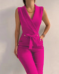 Sleeveless Slim Fit Jumpsuit-jumpsuits > sleeveless jumpsuit-Laventaire-Deep Pink-S-Laventaire