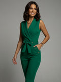 Sleeveless Slim Fit Jumpsuit-jumpsuits > sleeveless jumpsuit-Laventaire-Emerald Green-S-Laventaire