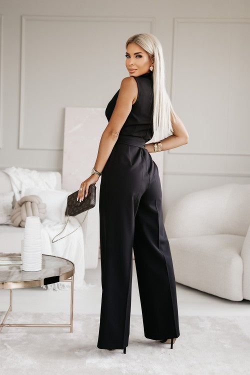 Sleeveless Wide Leg Jumpsuit-jumpsuits > wide leg jumpsuit-Laventaire-Laventaire