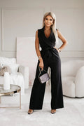 Sleeveless Wide Leg Jumpsuit-jumpsuits > wide leg jumpsuit-Laventaire-Laventaire