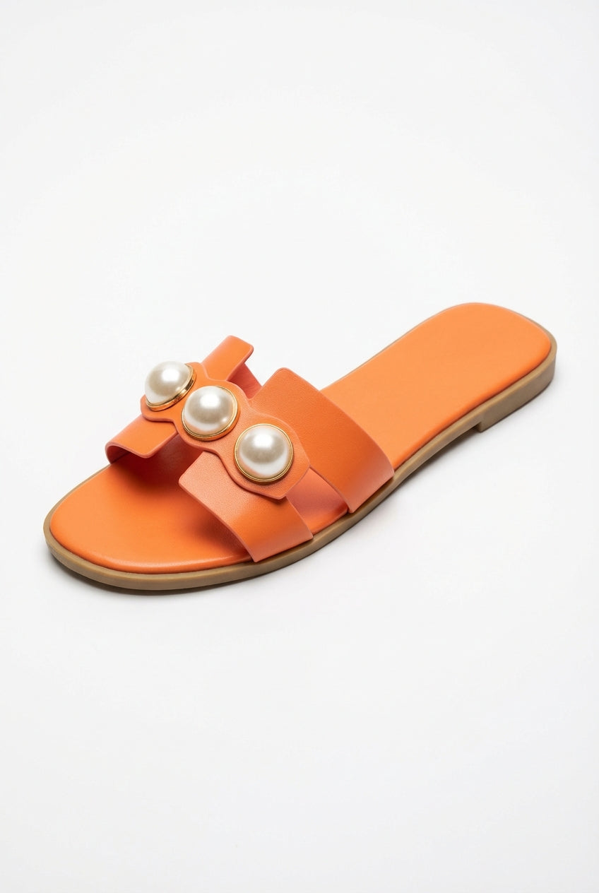 Slides Sandals Synthetic Pearl-Footwear > Slides-Laventaire-Orange-35-Laventaire
