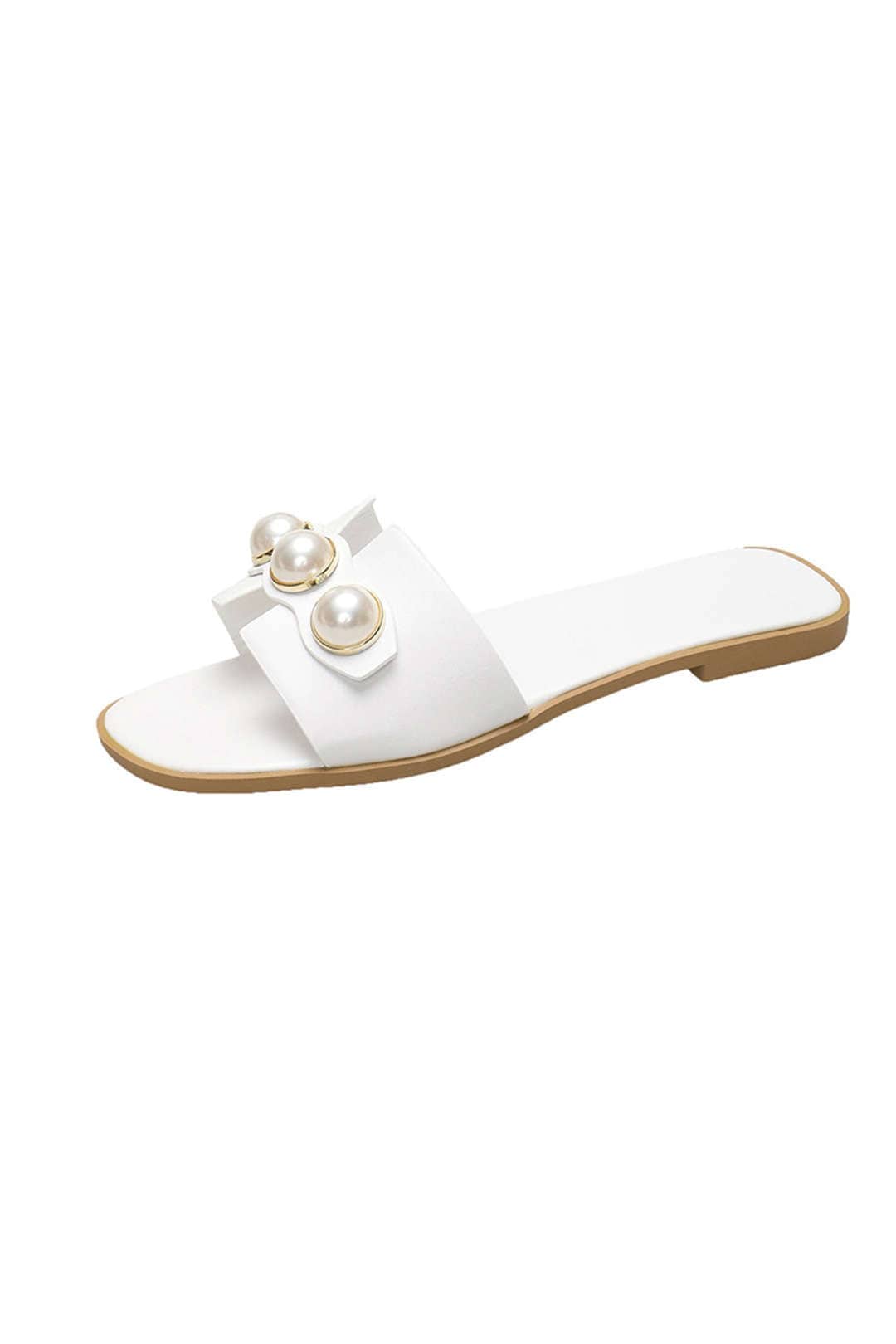 Slides Sandals Synthetic Pearl-Footwear > Slides-Laventaire-White-35-Laventaire