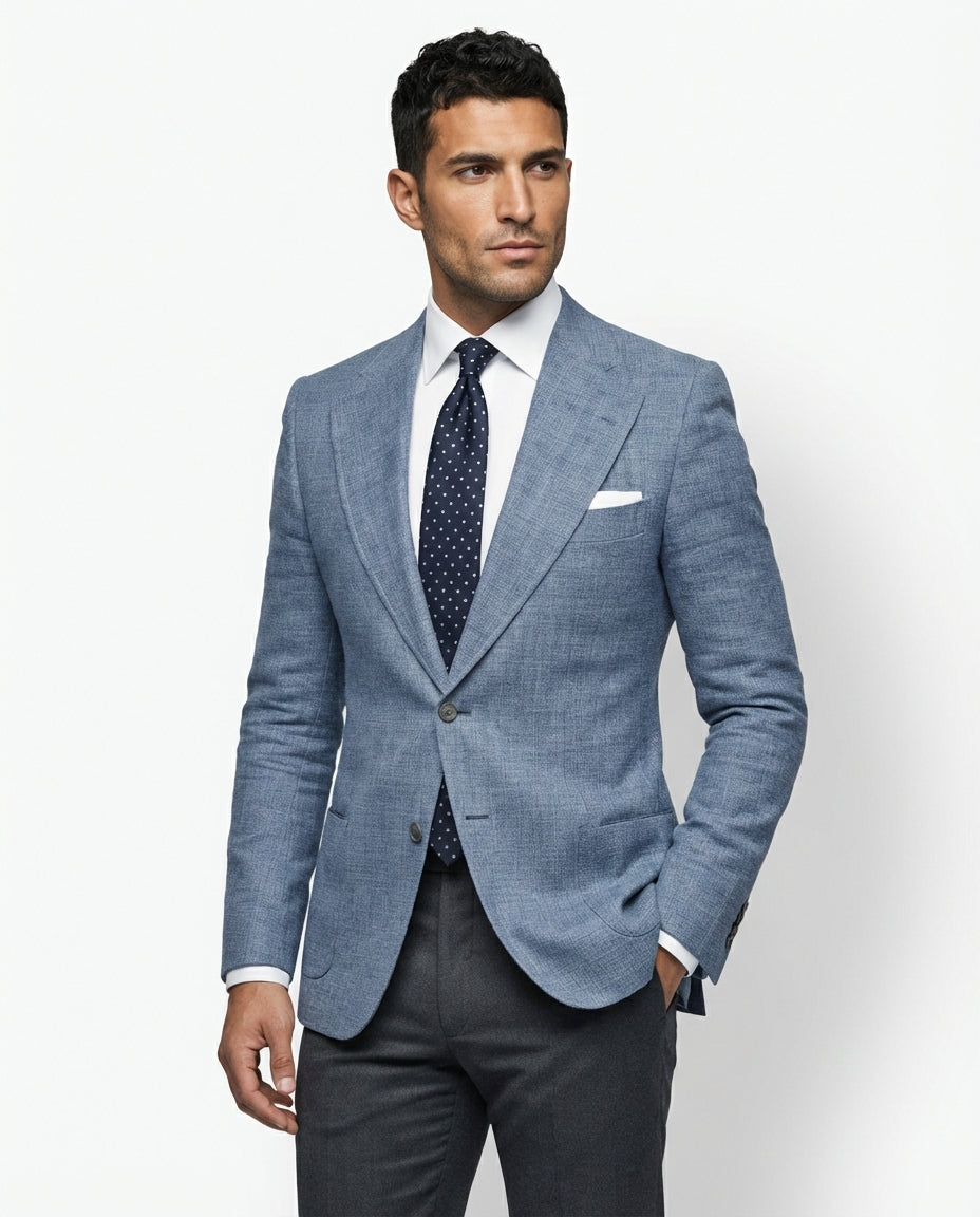 Slim Fit Blazer Jacket-jackets > blazers-Laventaire-Light Blue-XS-Laventaire