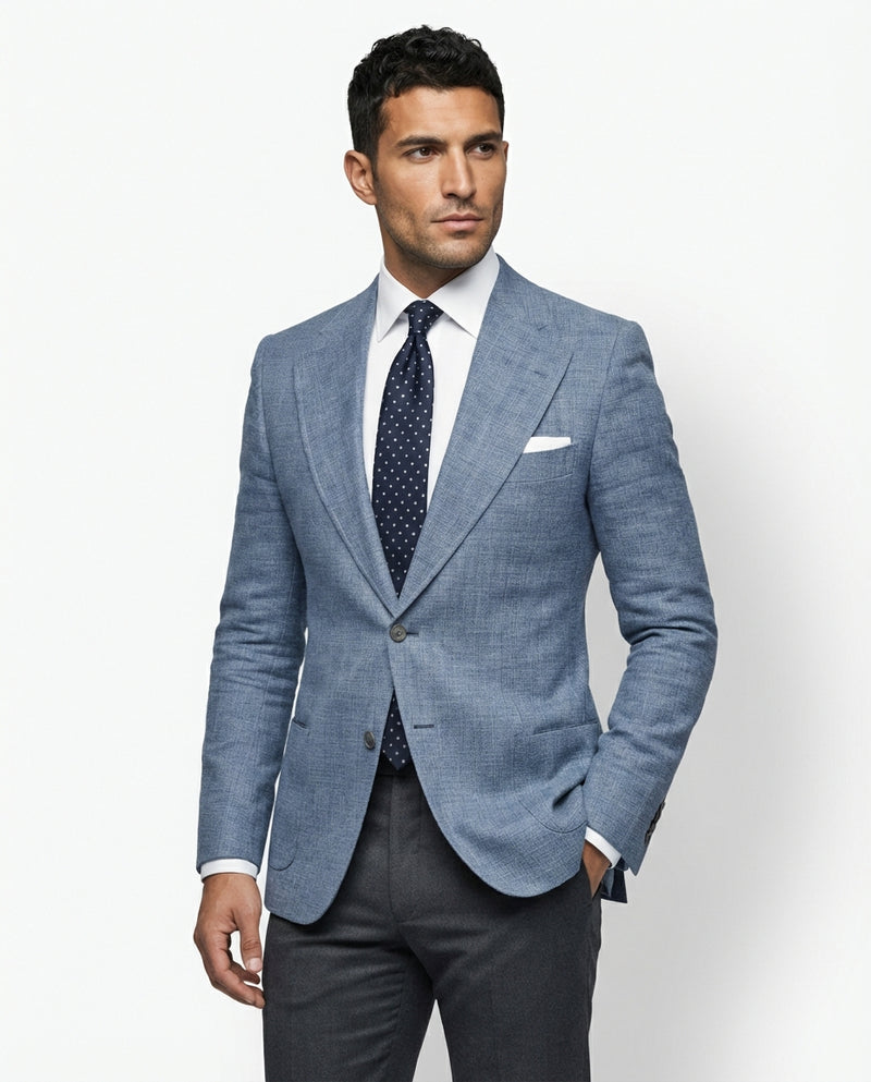 Slim Fit Blazer Jacket-jackets > blazers-Laventaire-Light Blue-XS-Laventaire