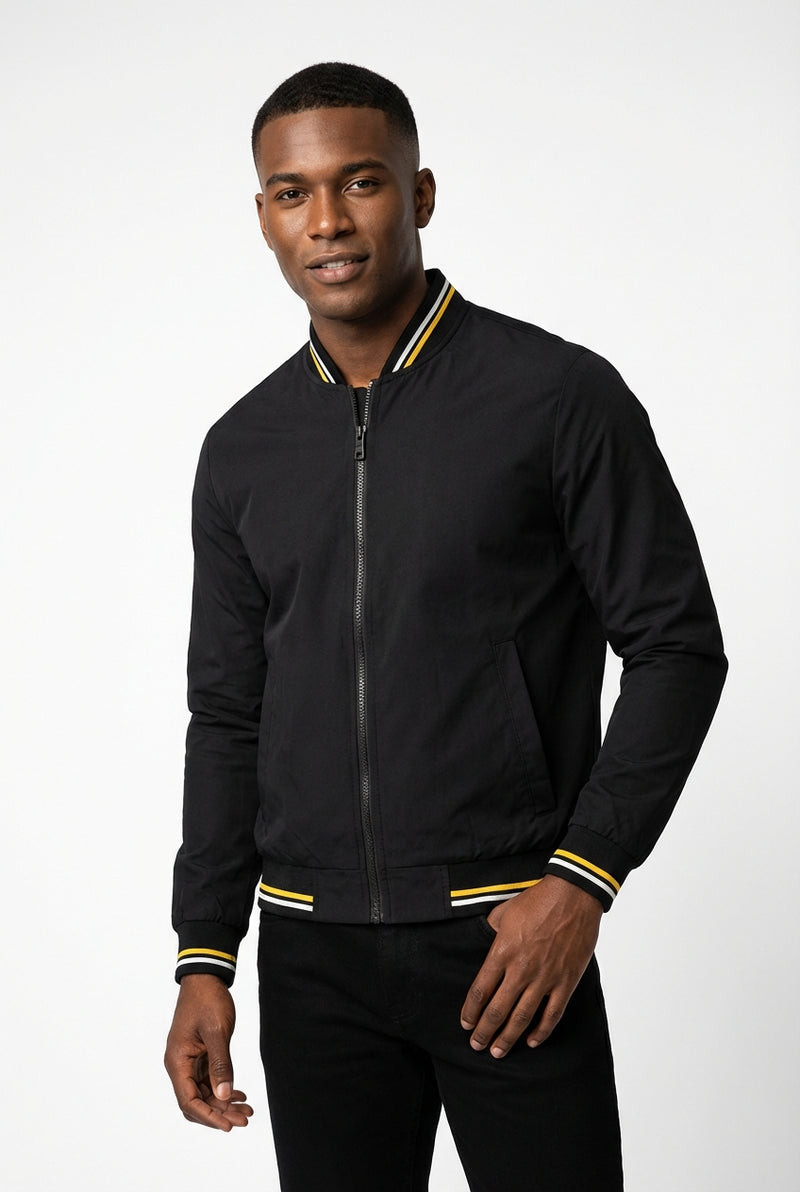Slim Fit Bomber Jacket-jackets > bomber jackets-Laventaire-Black-XS-Laventaire
