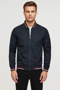 Slim Fit Bomber Jacket-jackets > bomber jackets-Laventaire-Navy Blue-XS-Laventaire