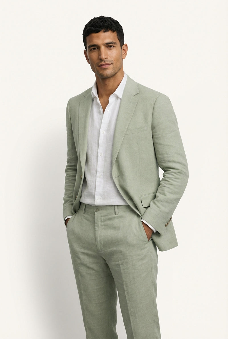 Slim Fit Business Casual Suit-suits > men's suits > slim fit suits-Laventaire-Light Green-S-Laventaire