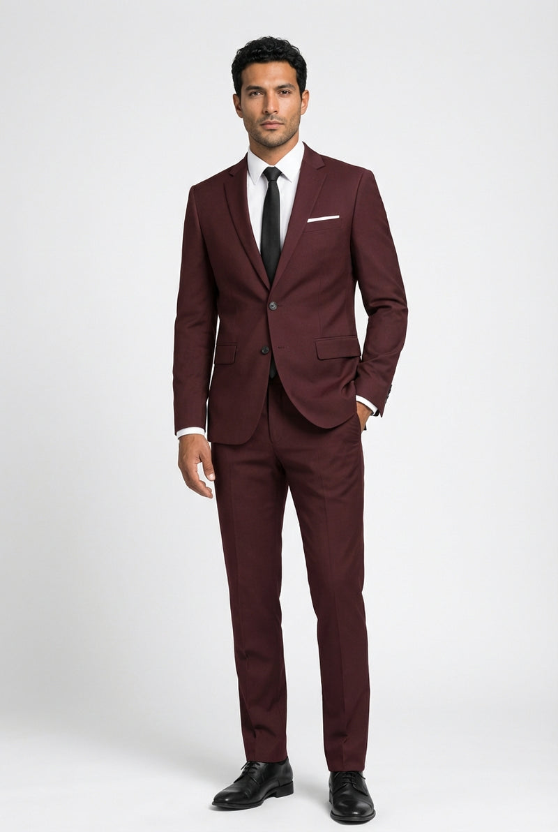 Slim Fit Business Suit-suits > business suits-Laventaire-Burgundy-S-Laventaire