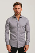Slim Fit Button Up Shirt-shirts > button up shirts-Laventaire-Light Gray-S-Laventaire
